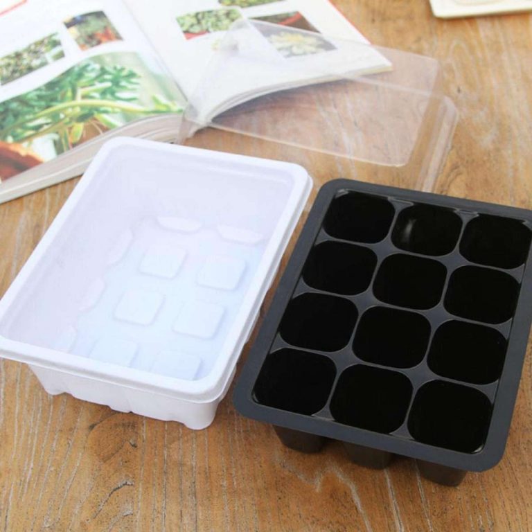 Seedling Tray Sprout Plate 12 Holes Nursery Pots Tray Lids Box (Imported Quality)